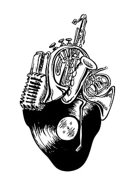 Musical Instruments and Vinyl Record Art