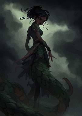 Serpentine Woman in Dark Fantasy Art