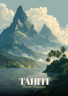 Tahiti French Polynesia Travel Poster