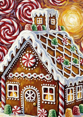 Whimsical Gingerbread House Painting