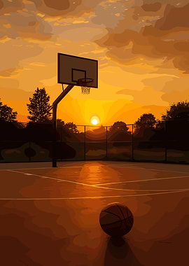 Basketball Court at Sunset