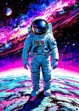 Astronaut in Space with Colorful Nebula