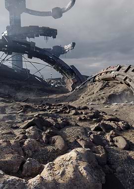 Post-Apocalyptic Landscape with Alien Structures