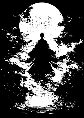 Silhouette Figure Under Moonlit Sky