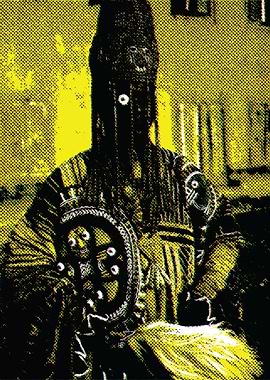 Masked Figure in Yellow Halftone