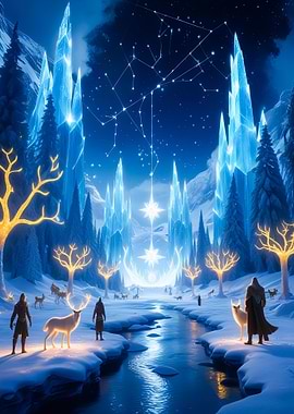 Winter Fantasy Landscape with Figures