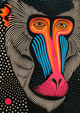 Colorful Mandrill Portrait