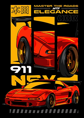 Red Honda NSX Car Illustration