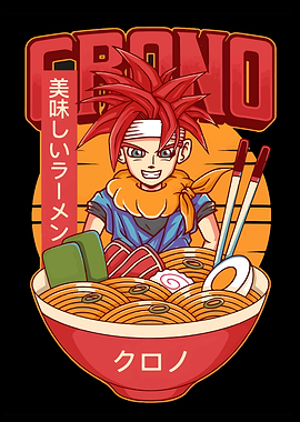 Chrono and Ramen Bowl Illustration