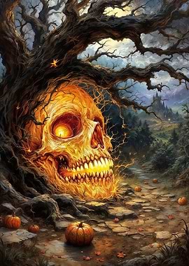 Halloween Skull Pumpkin Path