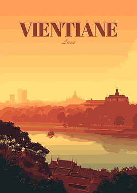 Vientiane, Laos Travel Poster