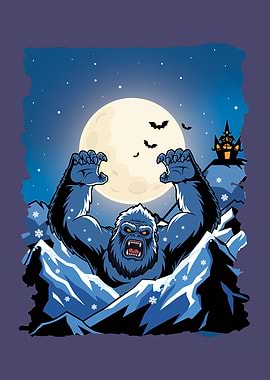 Yeti in Snowy Landscape