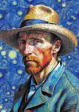 Van Gogh Self-Portrait Starry Night Style
