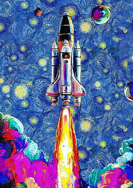 Space Shuttle Launch Van Gogh Style