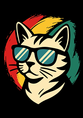 Cool Cat with Sunglasses Retro Style