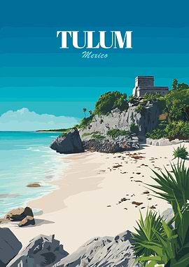 Tulum Mexico Travel Poster