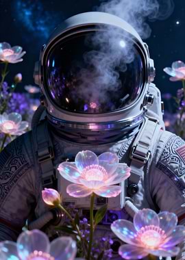 Astronaut in Flower Field