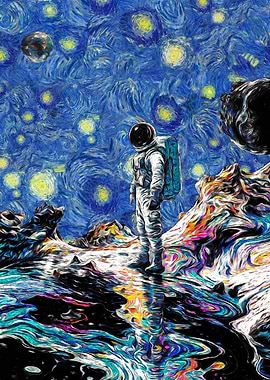 Astronaut in Space, Van Gogh Style