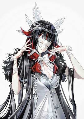 Anime Girl with Wings and Mask
