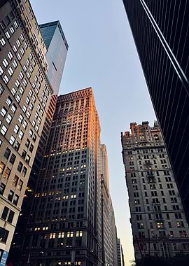 New York City Buildings at Sunset
