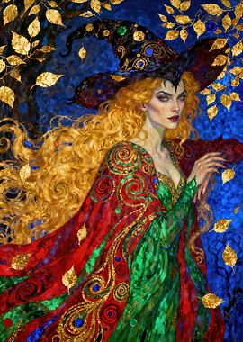 Golden Witch Portrait in Autumnal Setting