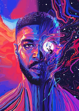 Colorful Portrait with Skull and Space