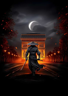 Samurai in Paris at Night