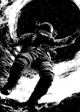 Monochrome Astronaut in Space
