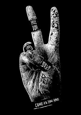 Peace Sign Hand with Text