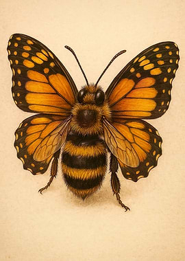 Bee with Butterfly Wings Illustration