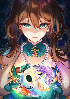 Anime Girl Holding a Magical Orb