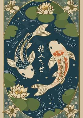 Koi Fish Pond Illustration