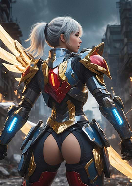 Female Warrior in Futuristic Armor