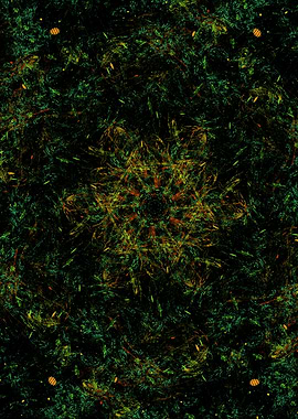 Abstract Green and Gold Fractal Pattern