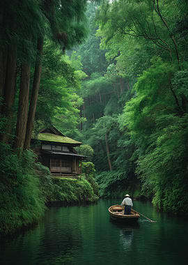 Japanese River Scene