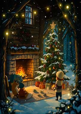 Cozy Christmas Eve in a Cabin