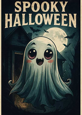 Spooky Halloween Cute Ghost Illustration
