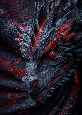 Detailed Dragon Head with Red Accents