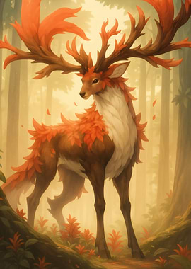 Autumnal Deer in Forest