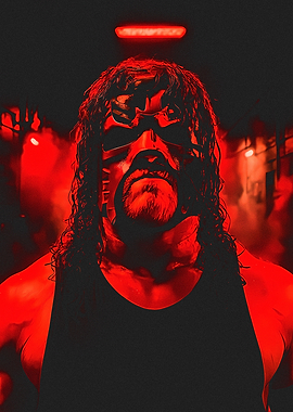 Kane WWE wrestler portrait in red