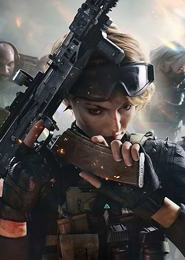 Female Soldier with Assault Rifle