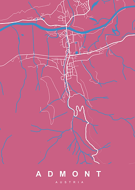 Admont, Austria Map Art