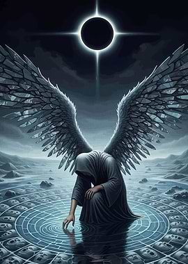 Winged Figure Dark Landscape