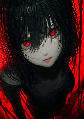 Cute Anime Girl with red eyes