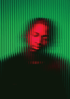 Abstract Portrait with Green and Red