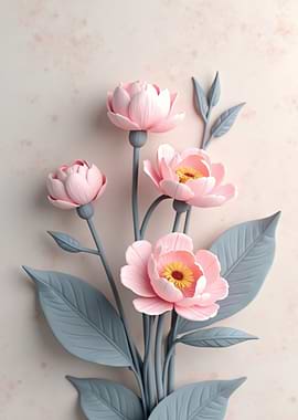 Pink Flowers with Gray Leaves