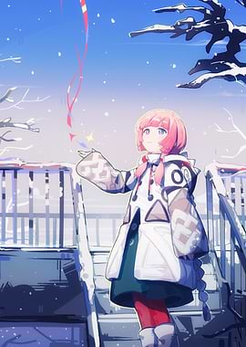 Anime Girl in Winter Wonderland