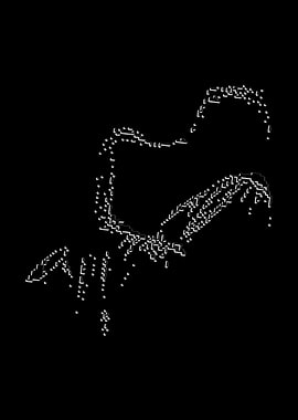 saxophone Abstract White Line Art on Black