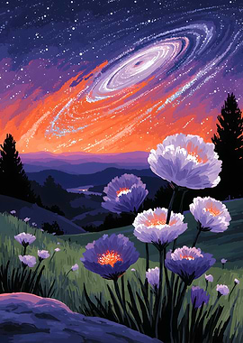 Floral Galaxy Landscape