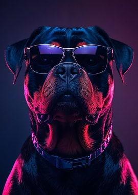 Cool Rottweiler with Sunglasses Portrait